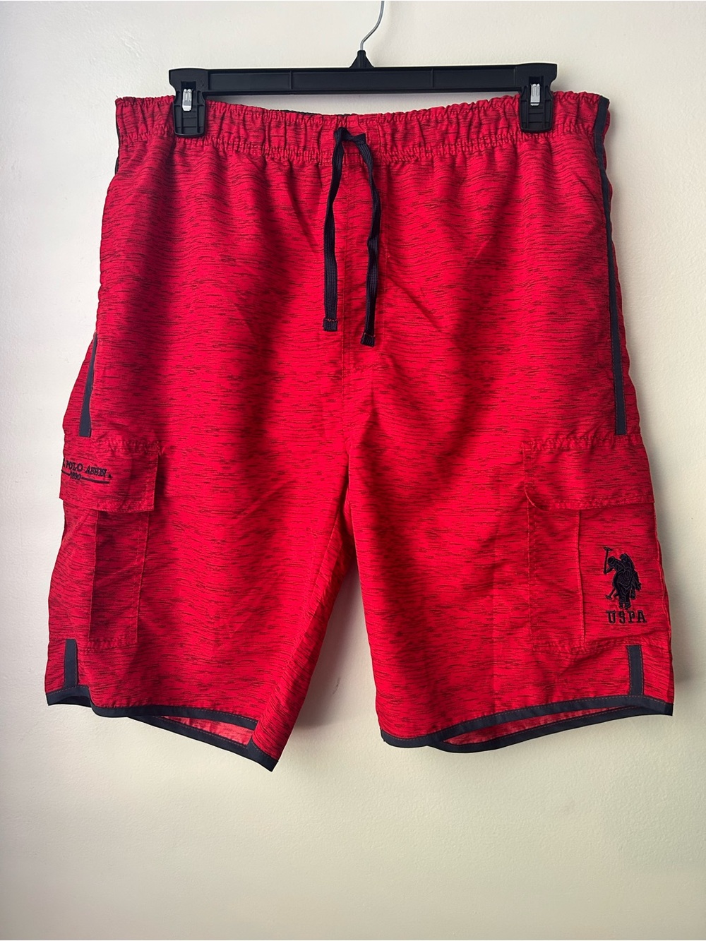 U.S. Polo Assn. Red Swim Trunks with Black Trim